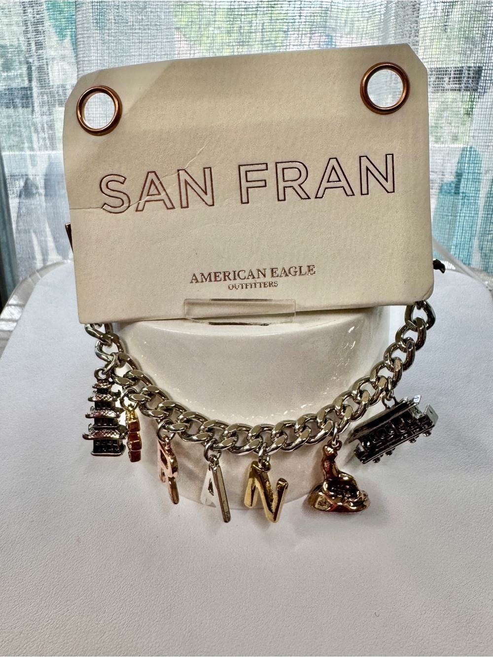 American Eagle Outfitters Gold Tone San Fran Charm Chain Accent